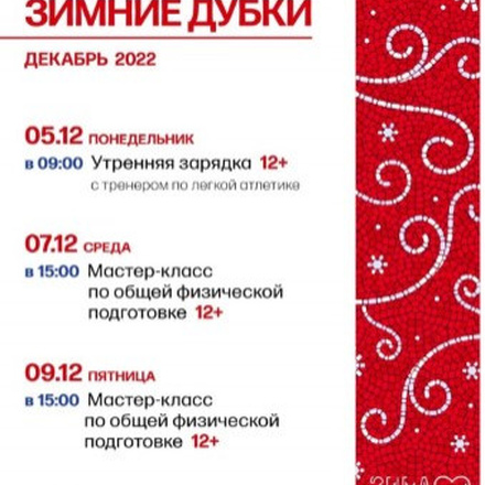Афиша мероприятий с 5 по 9 декабря в парке «Дубки»