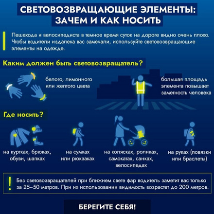 Зачем и как носить световозвращающие элементы?